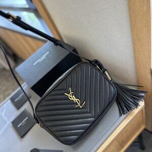 YSL Tassel Tassel Black Leather Crossbody Bag